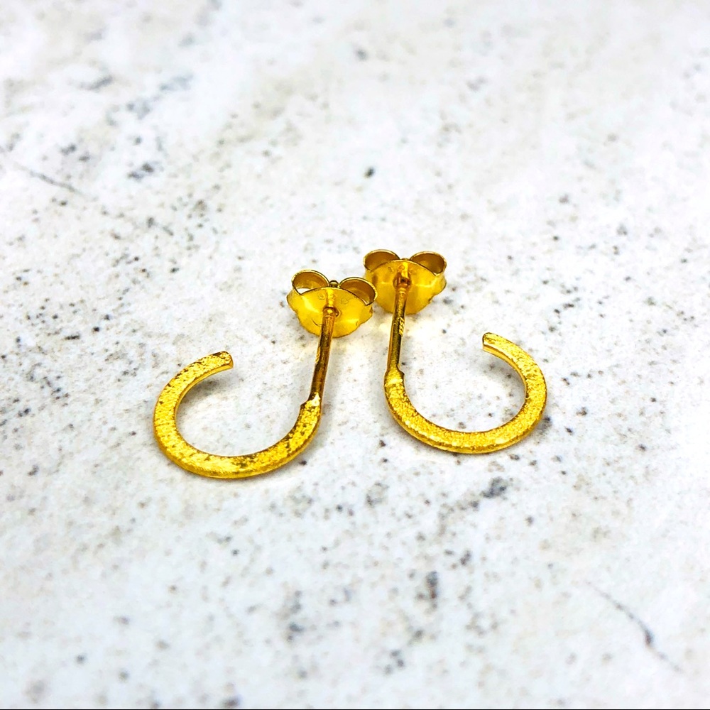 925 Sterling Silver Gold Diamond Dust Hoops